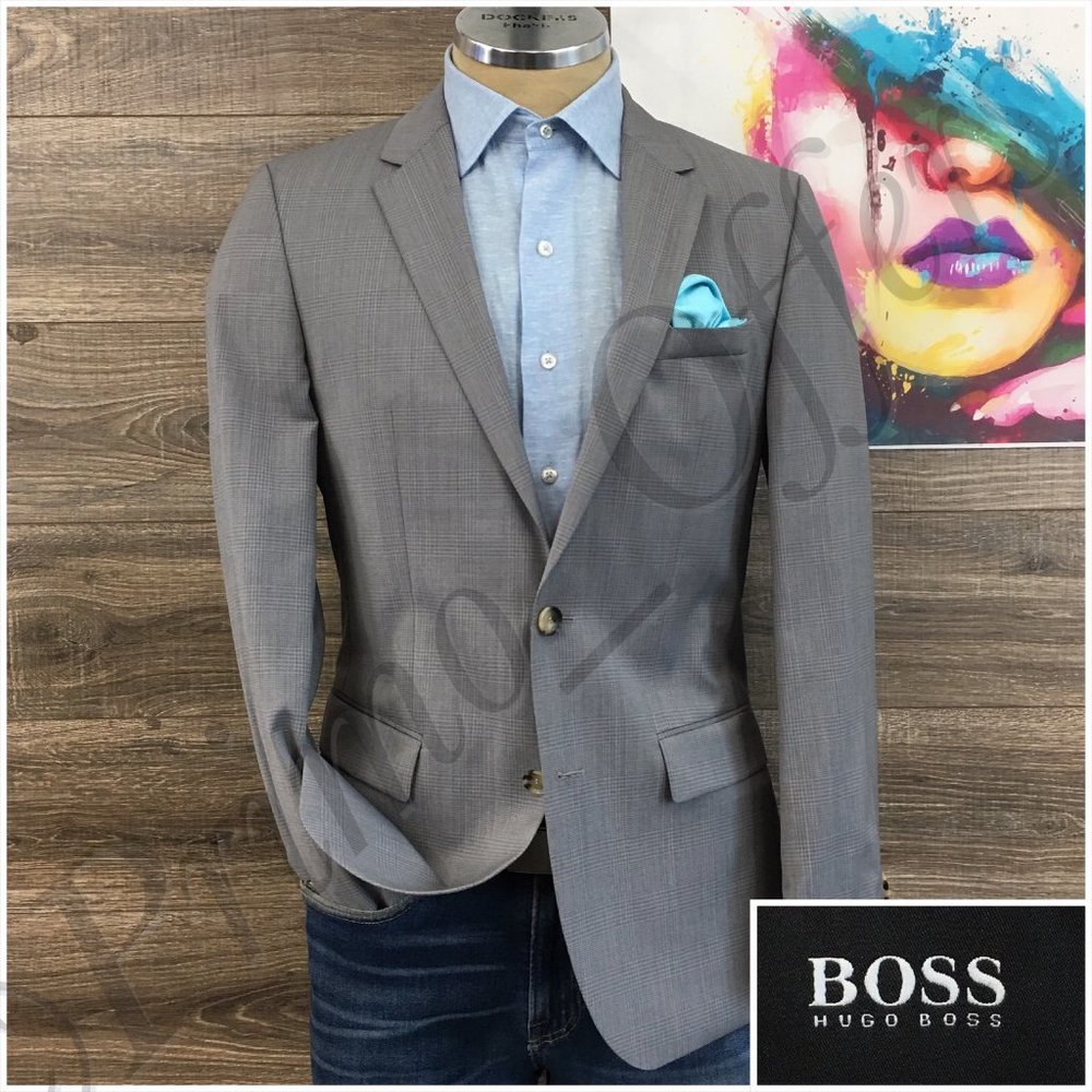 Hugo Boss Mens Blazer Sport Coat Two Button Casual Jacket 38R Wool Suits Halsey2
